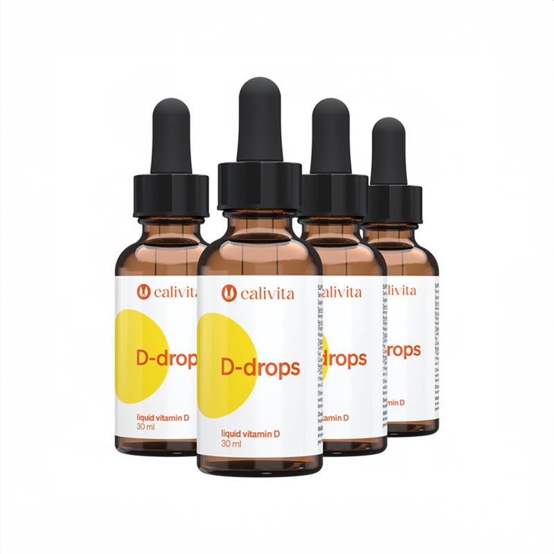 Vitamín D3 kvapky CaliVita D-drops 4× 30 ml rodinné balenie Family pack