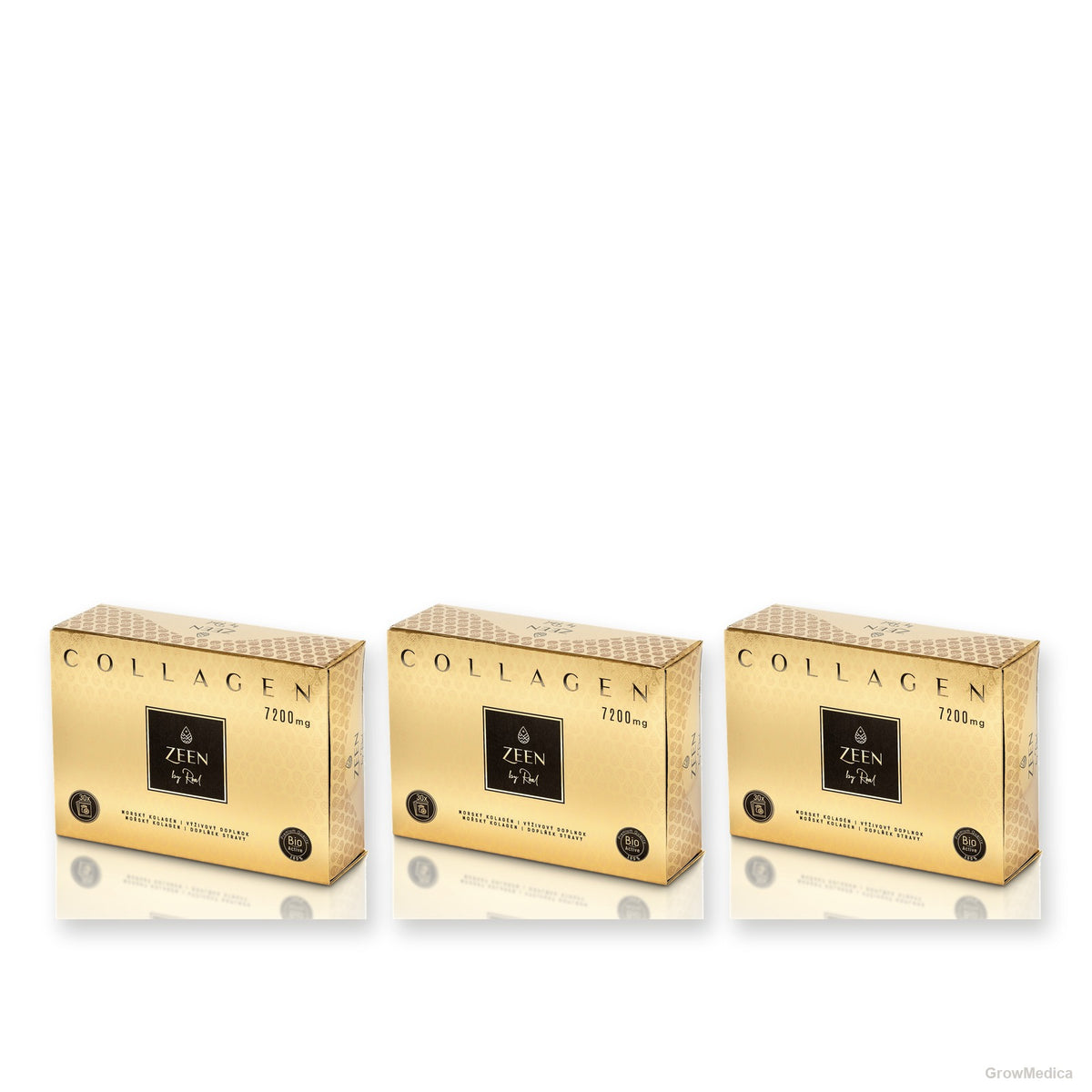 Kolagénová kúra 90 dní — 3× ZEEN Collagen Lemon 7200 mg, packshoty GrowMedica
