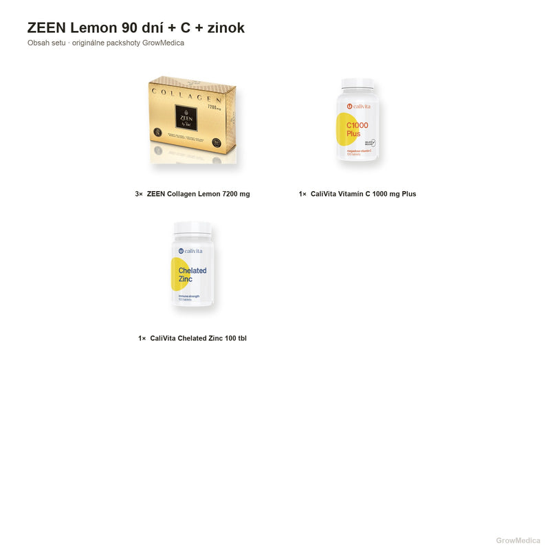 ZEEN Lemon 90 dní + vitamin C + zinek — obsah — produktové fotky GrowMedica